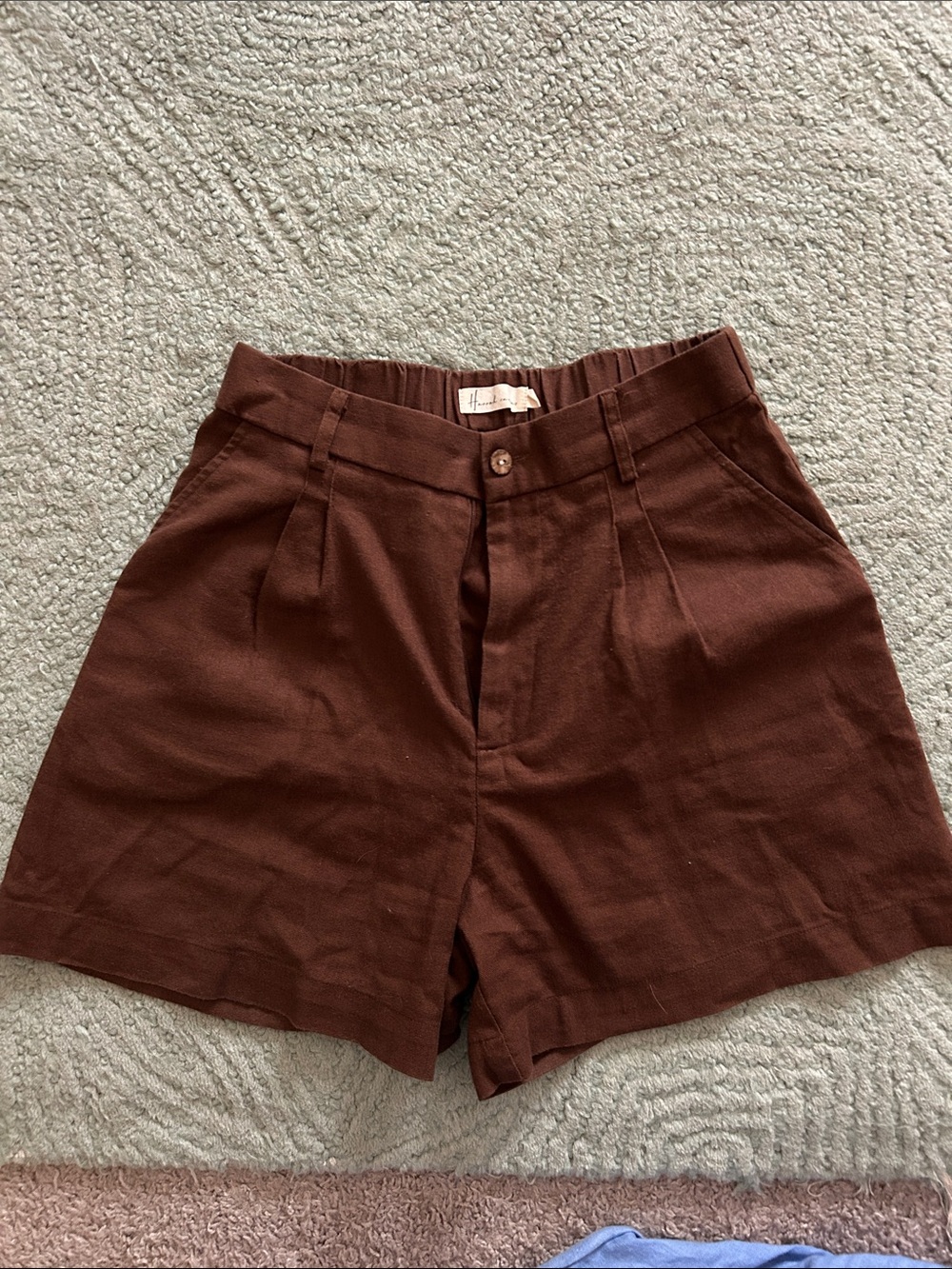 Women's High-Waist Brown Linen Tailored Shorts